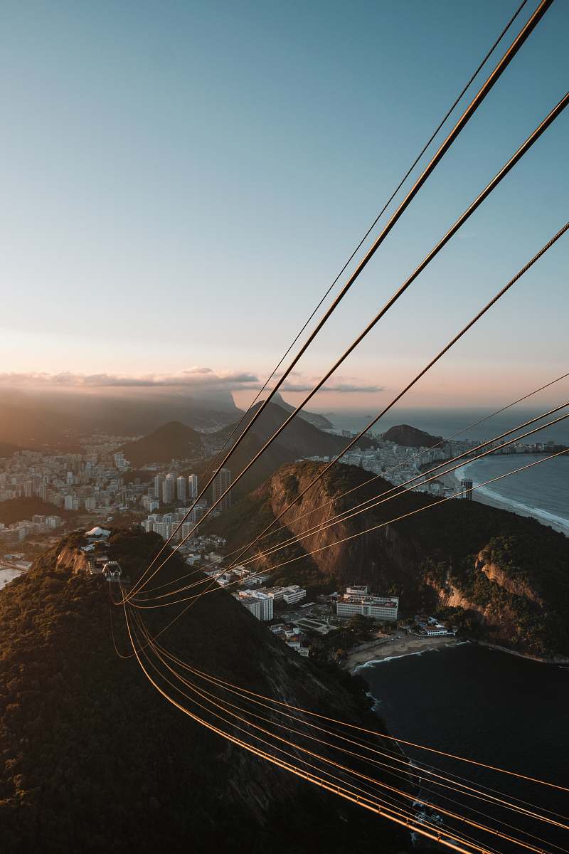 brazil view of cables connects to houses on top of the mountains scenery